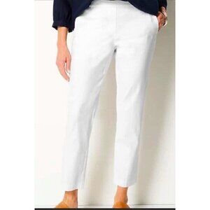 J. Jill Love Linen Sz XL White Pull On Pants Ankle Elastic Waist Pockets EUC